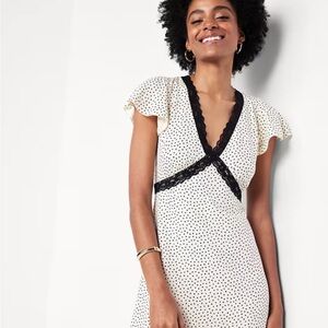 Old Navy Black and White Lace Trimmed mini dress